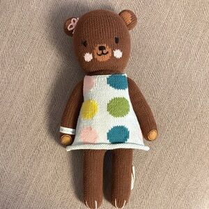 Charming Brown Bear Plush with Polka Dot Dress